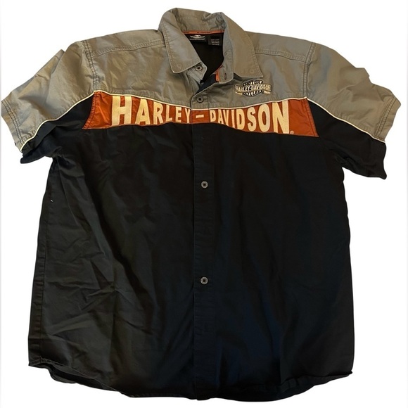 Harley-Davidson Other - Harley-Davidson Men's Black, Gray, and Orange Casual Shirt